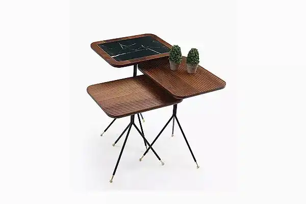 Diamond Zigon Sehpa Ceviz - Siyah