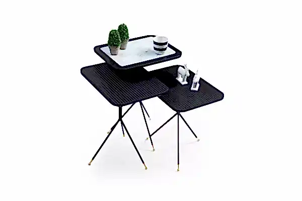 Diamond Zigon Sehpa Siyah - Beyaz TB-431